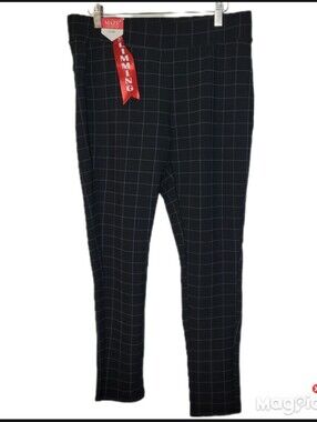 MAZE Collection Women Levanta Cola Slimming Scuba Control Plaid Pants 1X NWT